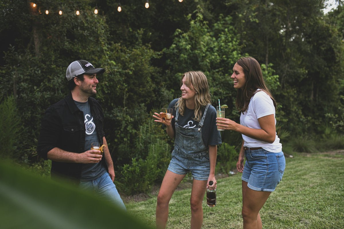 Group of friends hanging out in t-shirts